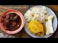 How to prepare matooke rice  meat  ugandas favorite food  african food  moms village kitchen