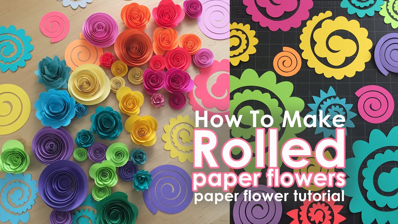 Download Rolled Paper Flowers Tutorial Easy Paper Flowers Cricut And Hand Cut Free Template Youtube SVG, PNG, EPS, DXF File