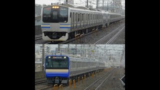 【高速通過2連発！】E217系Y-21編成・E235系1000番台F-03+J-03編成@下総中山