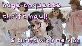 HUGE SPRING THRIFT HAUL & THRIFT WITH ME 🌷 coquette, cottagecore, vintage americana aesthetic, girly