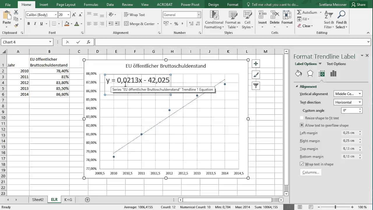 Geradengleichung Fur Einfache Lineare Regression In Excel Youtube