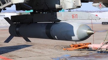 Russian Su-25 fighters launching S-24 rocket bombs