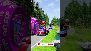 Cars & School Bus vs Giant Pit Bollards Crash #8 - BeamNG.Drive #beamngdrive #beamngexperiments screenshot 2