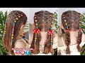 Penteado Infantil com elásticos, tranças e Maria Chiquinha | Easy hairstyle with elastic and braids