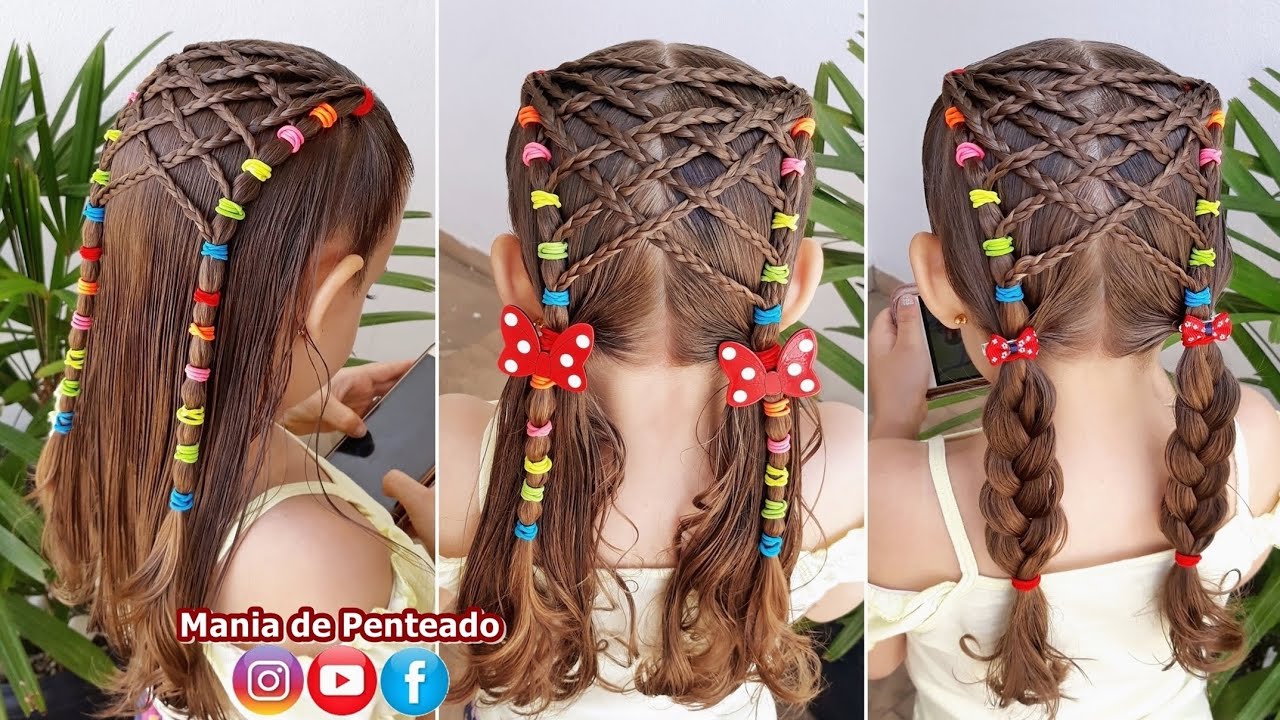 Penteado Infantil com elásticos, tranças e Maria Chiquinha | Easy hairstyle  with elastic and braids - thptnganamst.edu.vn