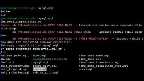 using mysqldumpsplitter.sh - split mysqldump scipt