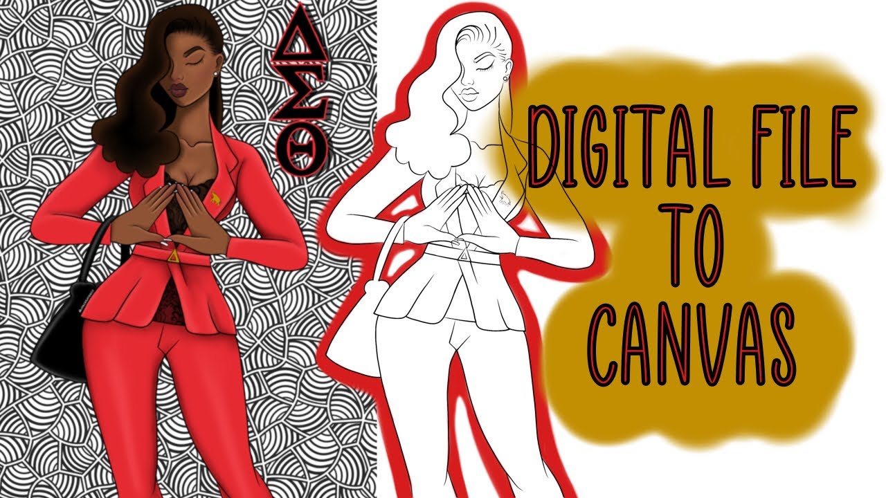 How to Transfer drawing to Canvas|Art Kit Order|Paint and Sip Party|DIY| w/ graphite pencil & marker