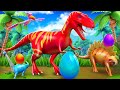 Dinosaurs stealing trex dinosaur eggs  jurassic world dinosaur egg heist  funny 3d cartoons 2024