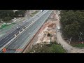 Aerial on logan motorway for hsroads road safety barrier  brisbane