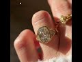 E5359 Golden Split Shank Cushion &amp; Round Cut White Sapphire Engagement Ring