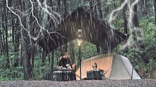 Heavy Rain Camping | Thunder and Rain Camping | Rain Sound ASMR