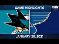 NHL Game Highlights | Sharks vs. Blues - Jan. 20, 2021
