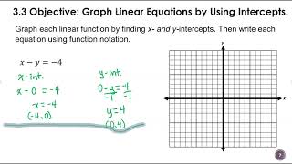 3.3 Graphing Linear Funtions