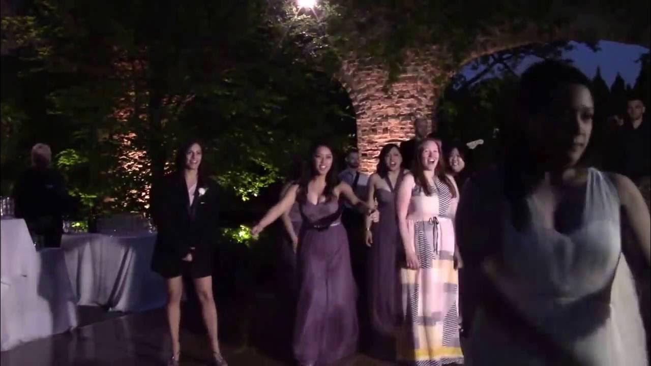 Bouquet Toss Faceplant - Greg & Trisha's Wedding - YouTube