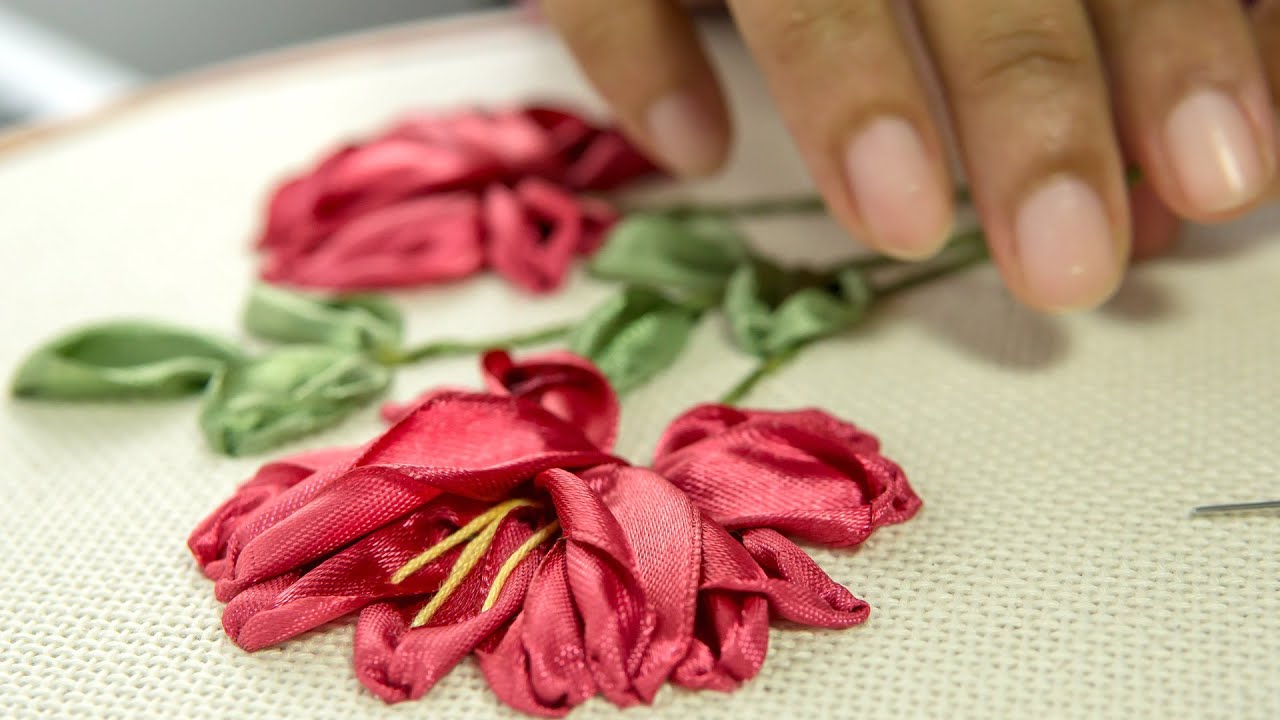 Ribbon Flowers Embroidery Ideas Learn Stitching for Beginners YouTube