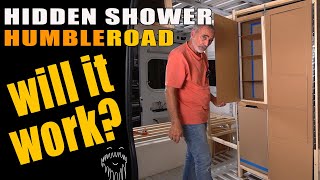 Cardboard van design // A true hidden shower refined!