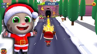 Talking Tom Gold Run Moon Festival | Santa Tom vs Raccoon Christmas Version. iPad Game