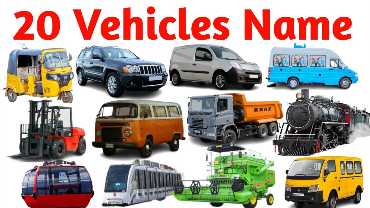 🚜 20 Vehicles Names in English and Hindi | Construction, Transport & Special Vehicles for Kids