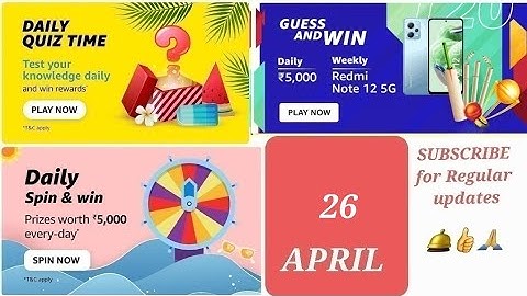 26 APR |Amazon Guess And Win Quiz Ans|T20 CRICKET MANIA|AMAZON QUIZ TODAY |AMAZON QUIZ ANSWERS TODAY
