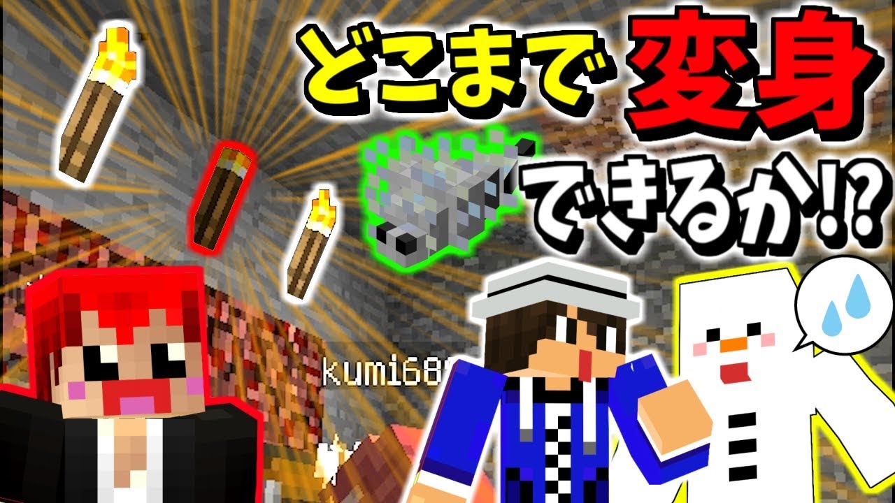 【マインクラフト】2重変身の限界を調査!!シルバーフィッシュでどこまでいけるか!?【赤髪のとも】meta morph MOD実況8