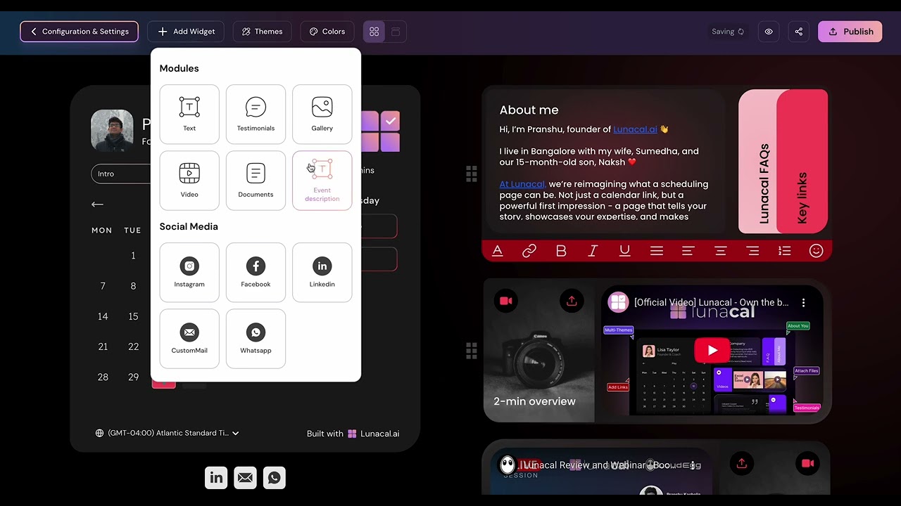Event description widget: Add event-specific content on your booking page
