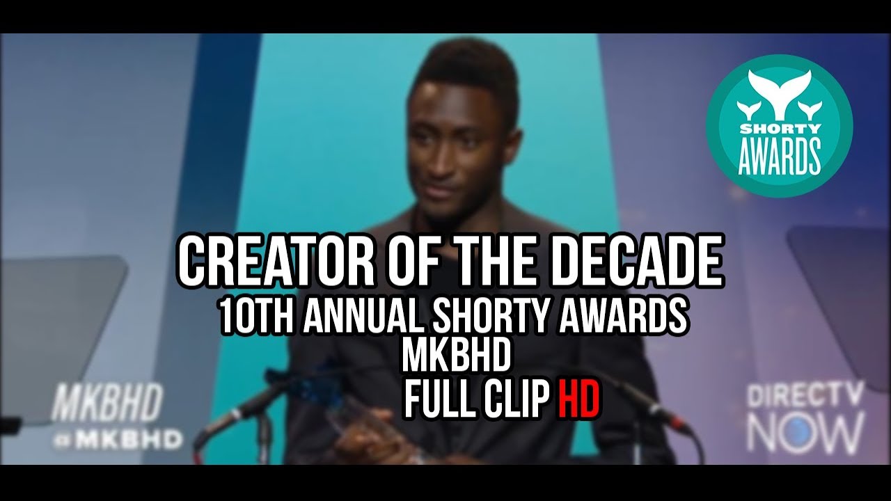 10th Annual Shorty Awards Creator of The Decade Award MKBHD YouTube