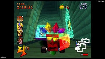 Crash Team Racing (PlayStation). NTSC. Cortex Castle. Arcade. Easy. 5 laps. See the description box.
