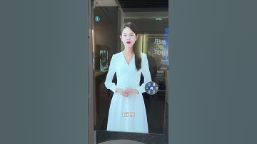 Warm  welcome at AI avatar with transparent OLED navigator display #移动数字人#OLED #transparentoled #ai