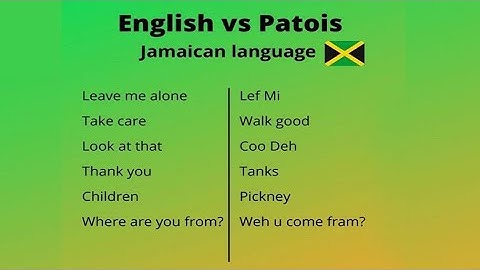 JAMAICAN PATOIS LESSON 1