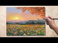 Acrylic Painting Flower Field Landscape