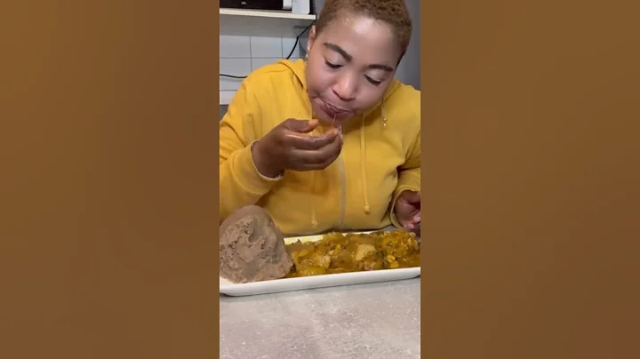 Eating Nigeria fufu with ogbono