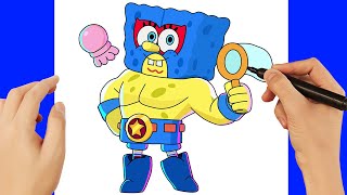 How To Draw Spongebob El Primo From Brawl Stars Step By Step Easy Drawing Tutorial