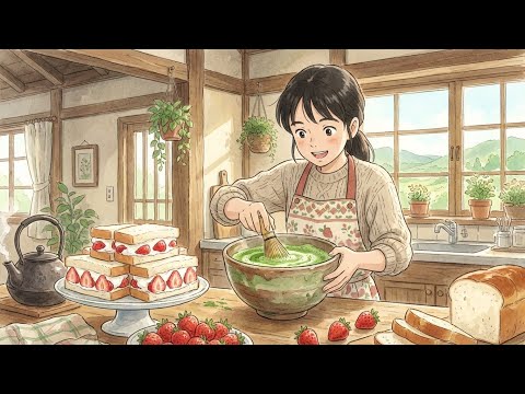 A Shy Gift & Giant Fruit Sandwich 🍓 Fluffy Strawberry Sando (Ghibli ASMR)
