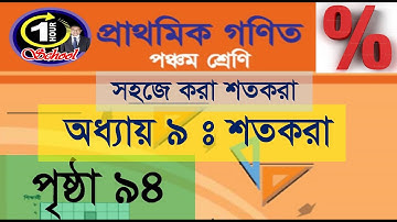 ৫ম শ্রেণির গণিত, অধ্যায় ৯, শতকরা, পৃষ্ঠা ৯৪, Class 5 Math, Chapter 9, Page 94