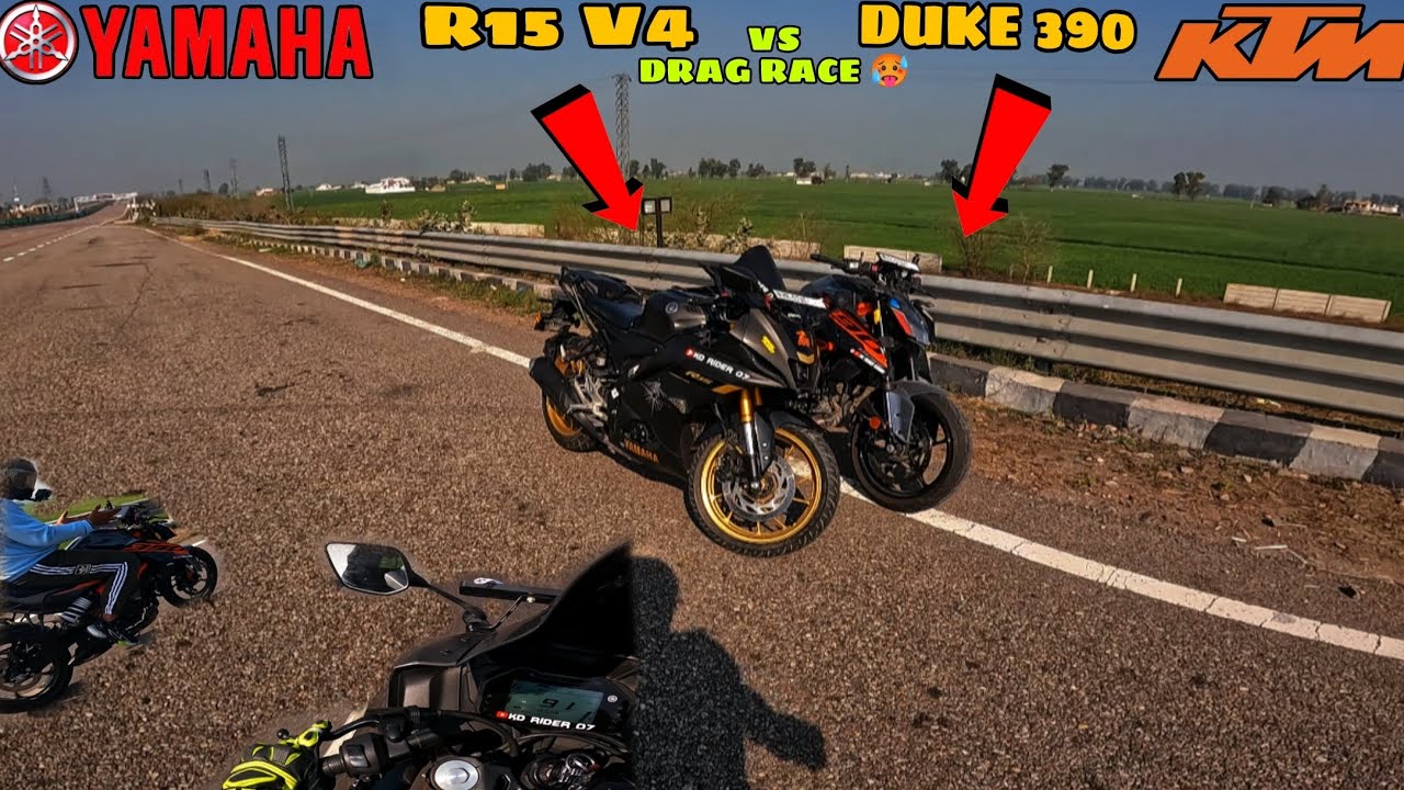 Duke 390bvs R15 v4 drag race 🥵 - YouTube