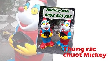 Thùng rác chim cánh cụt, thùng rác cá heo, thùng rác chuột mickey nhựa composite