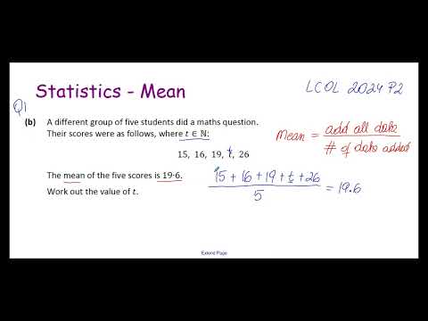 Finding a Missing Value Using the Mean | LCOL Maths 2024 P2 Q1(b)
