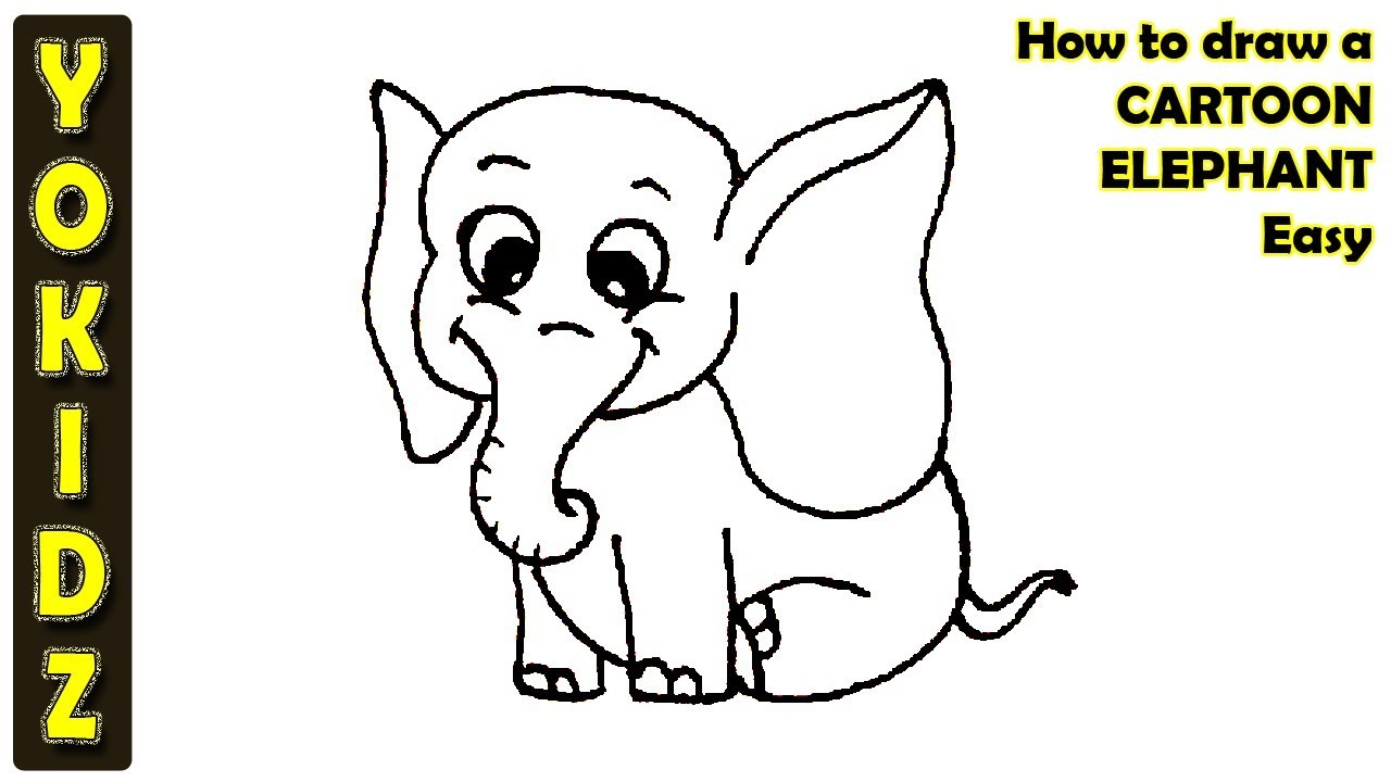 How to draw a CARTOON ELEPHANT Easy - YouTube