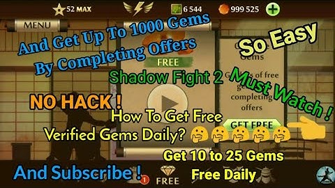 Shadow Fight 2 || How To Get Free Verified Gems Daily And Gems By Completing Offers🤔🤔🤔 || NO HACK