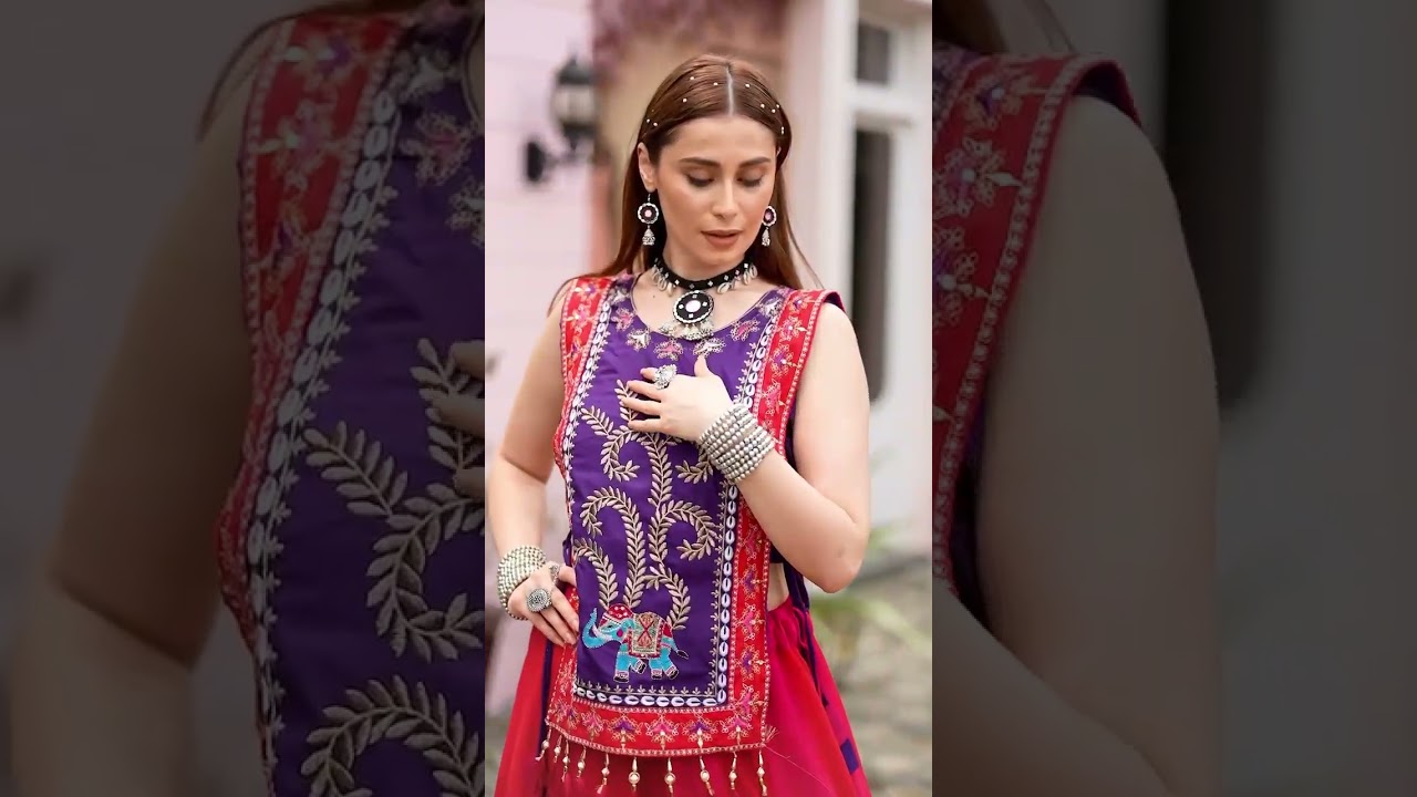 Multicolor Thread Embroidered Lehenga – Navratri Garba Wear