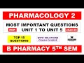 Pharmacology 5th sem important questions | pharmacology 2 important questions | Carewell Pharma