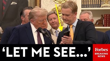 JUST IN: Peter Doocy Shows Trump Viral Video Of Bag Being Dropped From White House Residence Window