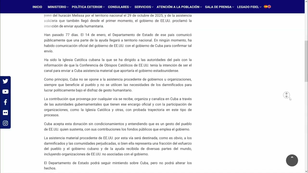 EE.UU. instrumentaliza ayuda humanitaria para fines políticos contra Cuba