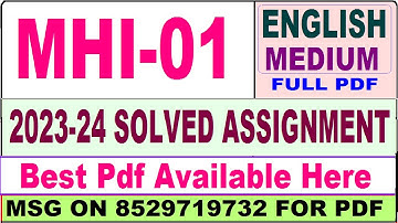 mhi 01 solved assignment 2023-24 || mhi 01 solved assignment 2024 in english || ignou mhi01