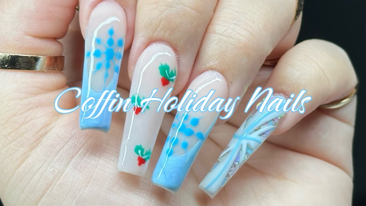 XL Coffin Nails💅🏼 Cute Holiday Nail Art ️ YouTube