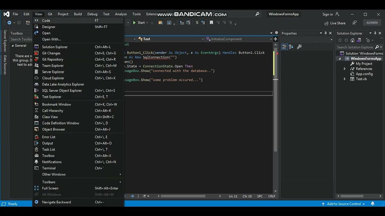 Test Connection with DataBase (15 Program) VB. NET | In Visual Studio ...