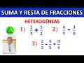 SUMA DE FRACCIONES CON DIFERENTE DENOMINADOR Super fácil - RESTA DE FRACCIONES HETEROGÉNEAS