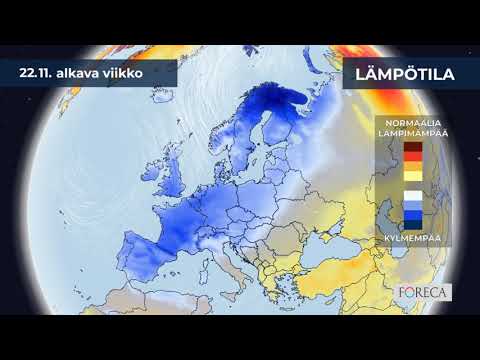 Kuukausiennuste lämpötiloista 16.11.2021