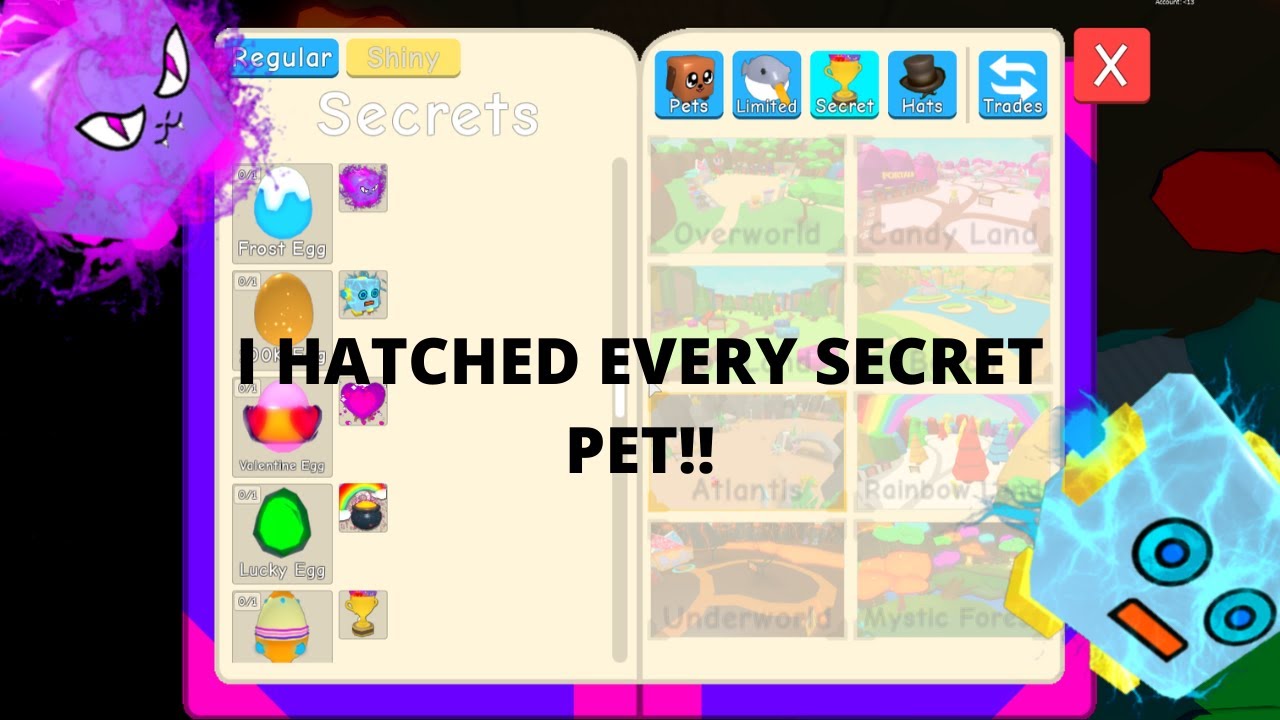 I HATCHED EVERY SECRET PET!! Bubble Gum Simulator Roblox YouTube