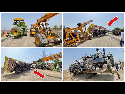 Big Accident on Highway 2 ट्रक आपस में टकराए Escort Hydra Pulling out Eicher ट्रैक्टर से भरा ट्रक